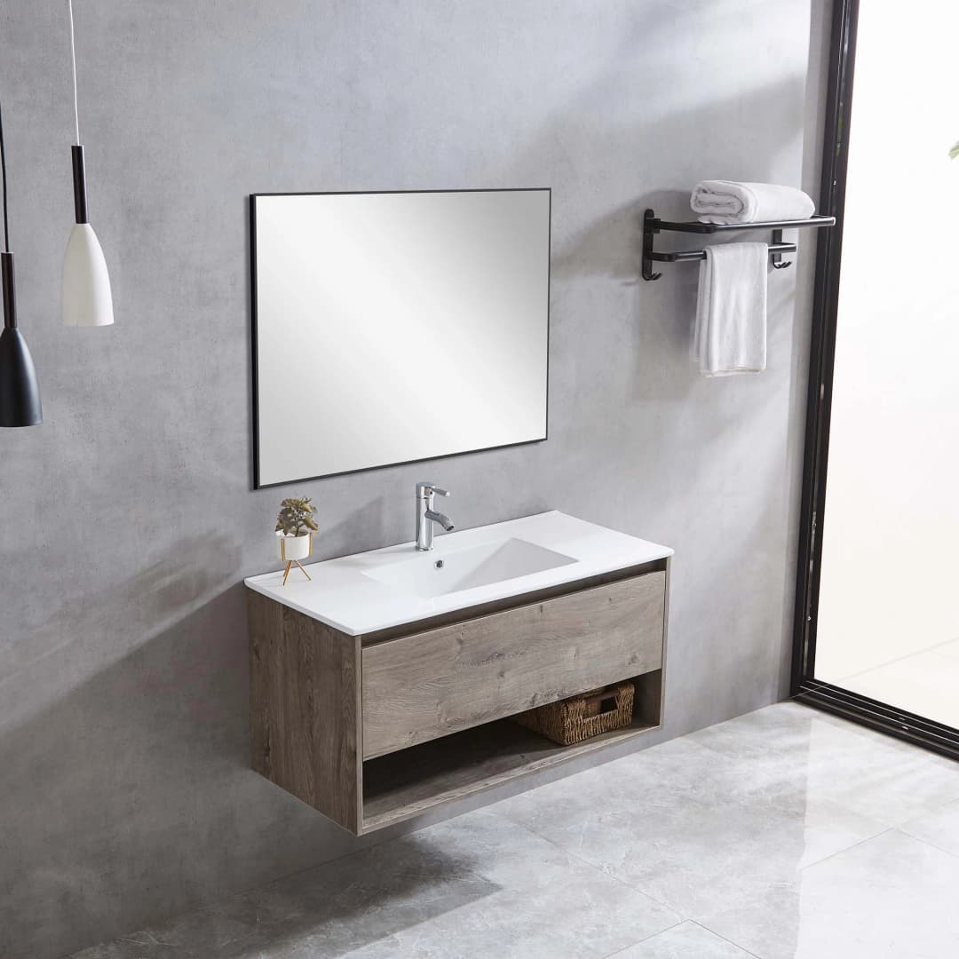 Mueble de Baño Queen con Lavamanos 600 mm 1 Cajón y Repisa Grey Oak