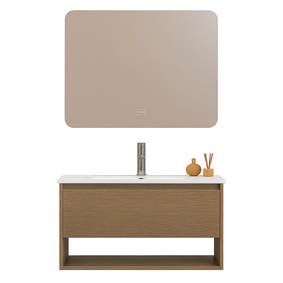 Mueble de Baño Nepal 1 Cajón y Repisa Abedul con Lavamanos 810x465x500 mm