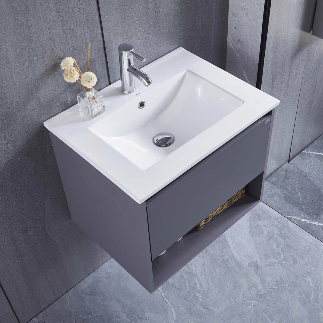 Mueble de Baño Queen con Lavamanos 600 mm 1 Cajón y Repisa Silver Gray