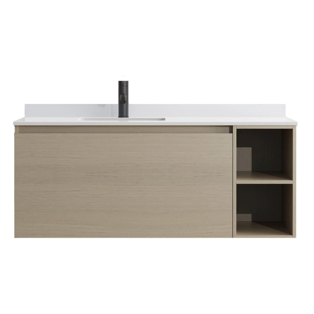 Mueble de Baño Princess con Lavamanos de Porcelanato 800x470x500 mm 1 Cajón y Repisa Light Ash