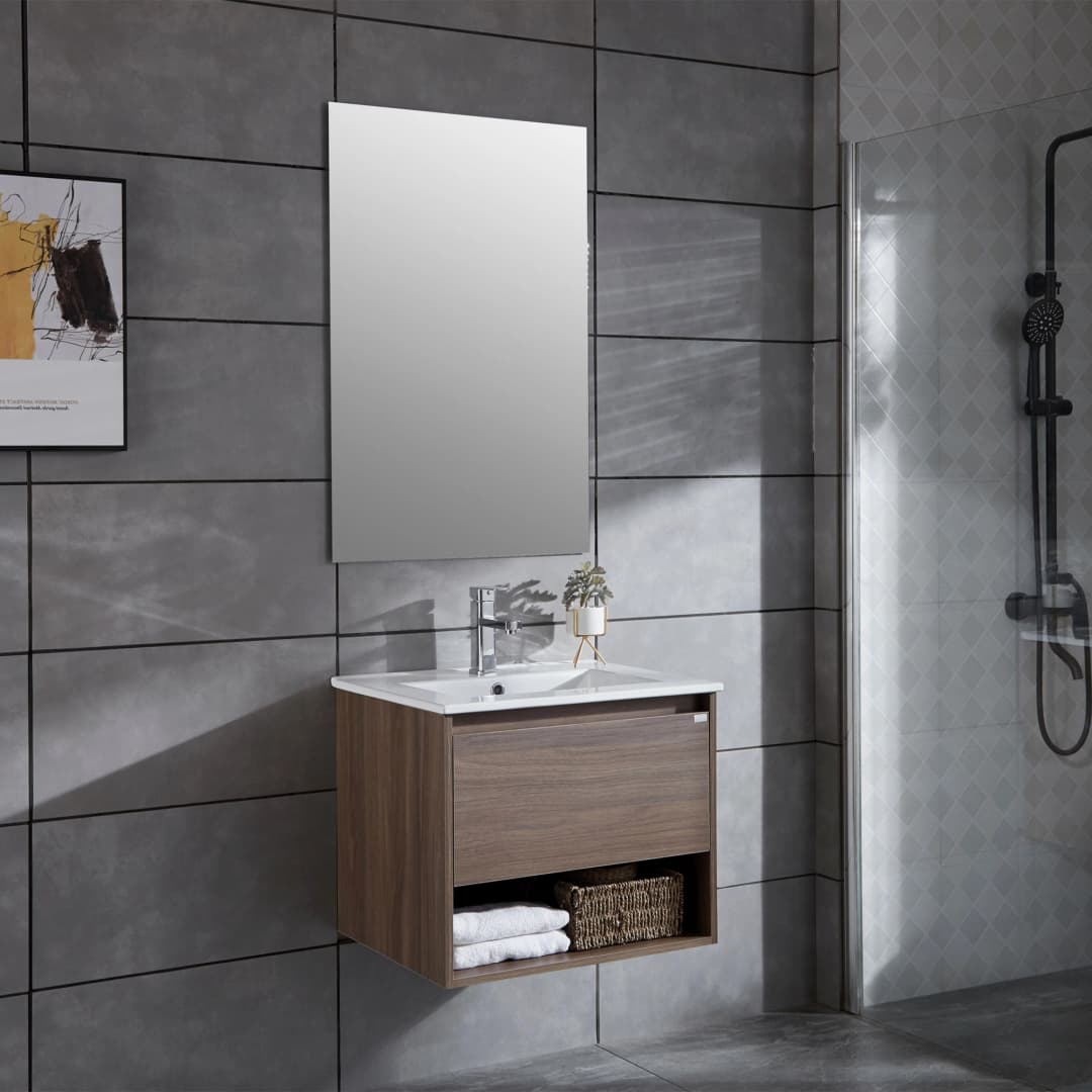 Mueble de Baño Queen con Lavamanos 600 mm 1 Cajón y Repisa Choco
