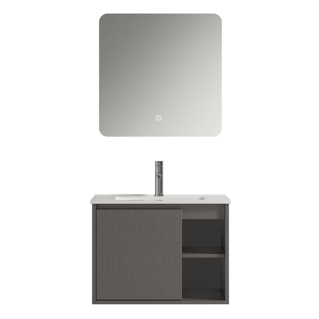 Mueble de Baño Nepal con Lavamanos 600x470x500 mm 1 Puerta Y Repisa Dark Grey