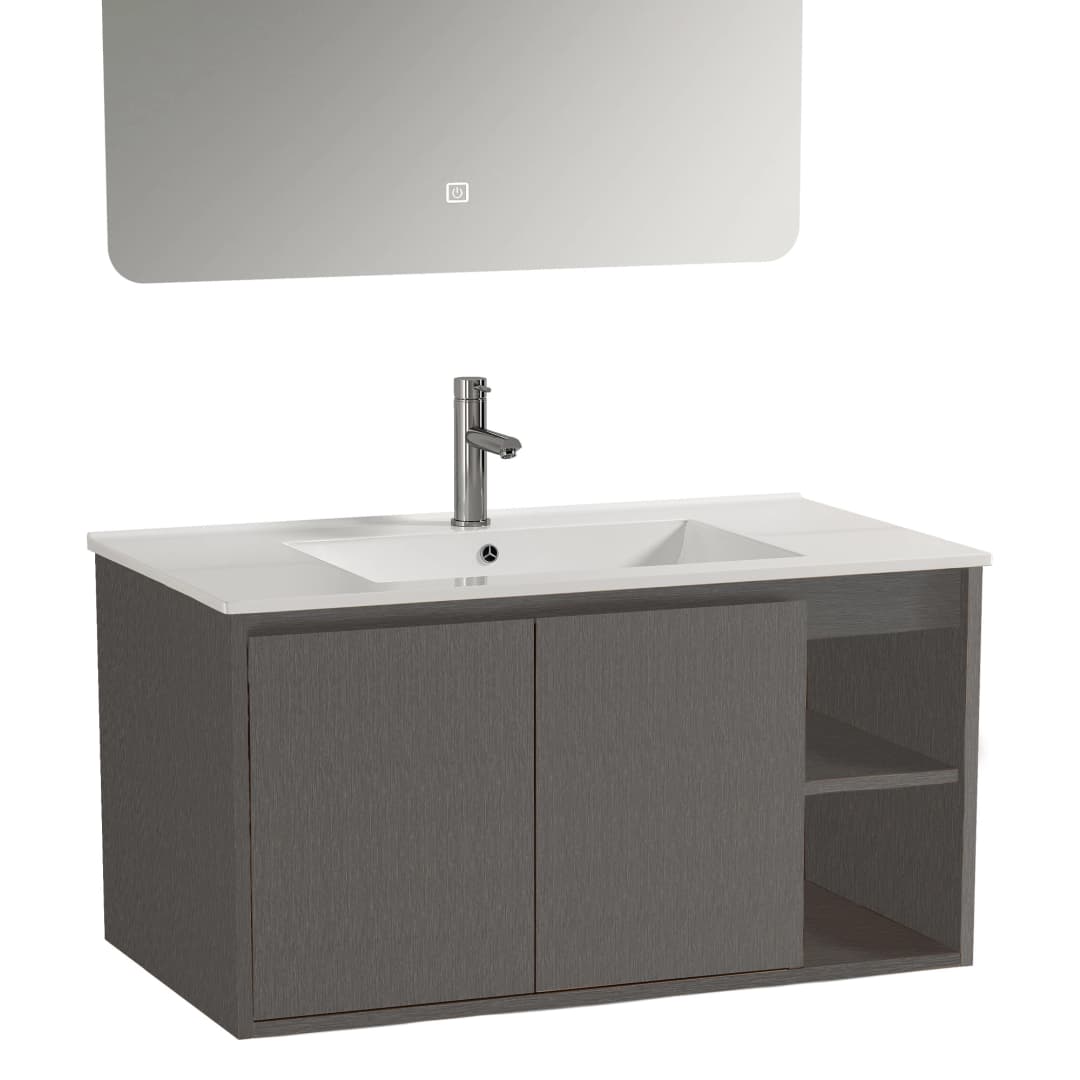 Mueble de Baño Nepal con Lavamanos 800x470x500 mm 2 Puertas y Repisa Dark Grey