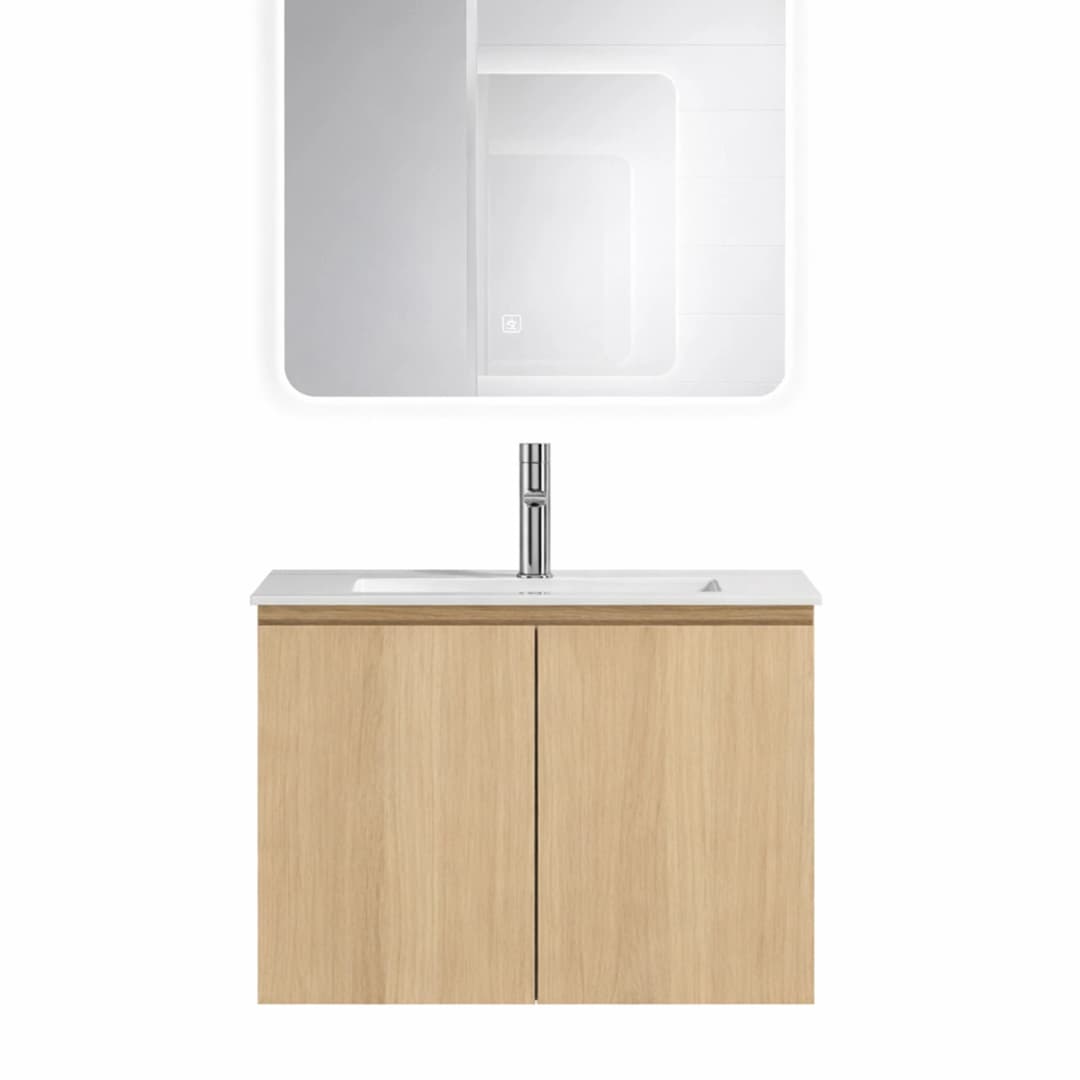 Mueble de Baño Nepal con Lavamanos 600x470x495 mm 2 Puertas Light Oak