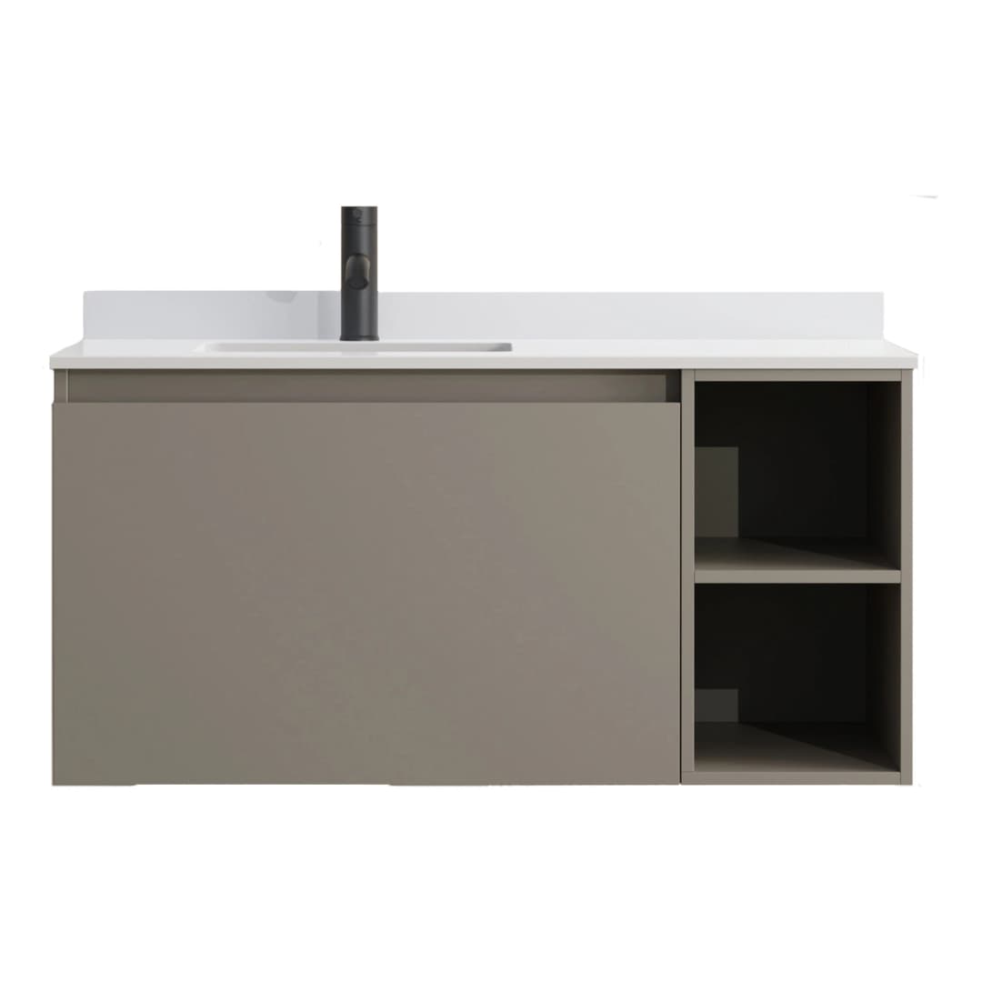 Mueble de Baño Princess con Lavamanos de Porcelanato 1000x470x500 mm 1 Cajón y Repisa Grey Moka