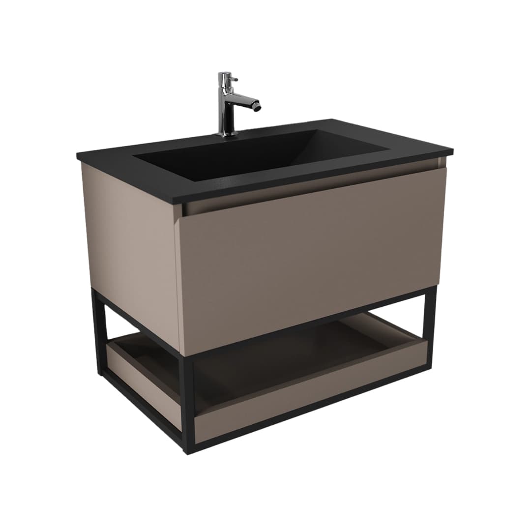 Mueble de Baño Delfos con Lavamanos 700x450x600 mm 1 Cajón y Repisa Thunder Gray Matt