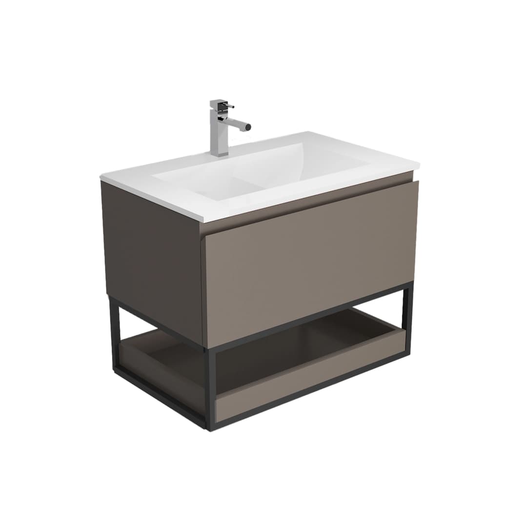 Mueble de Baño Delfos con Lavamanos 700x450x550 mm 1 Cajón y Repisa Thunder Grey Matt