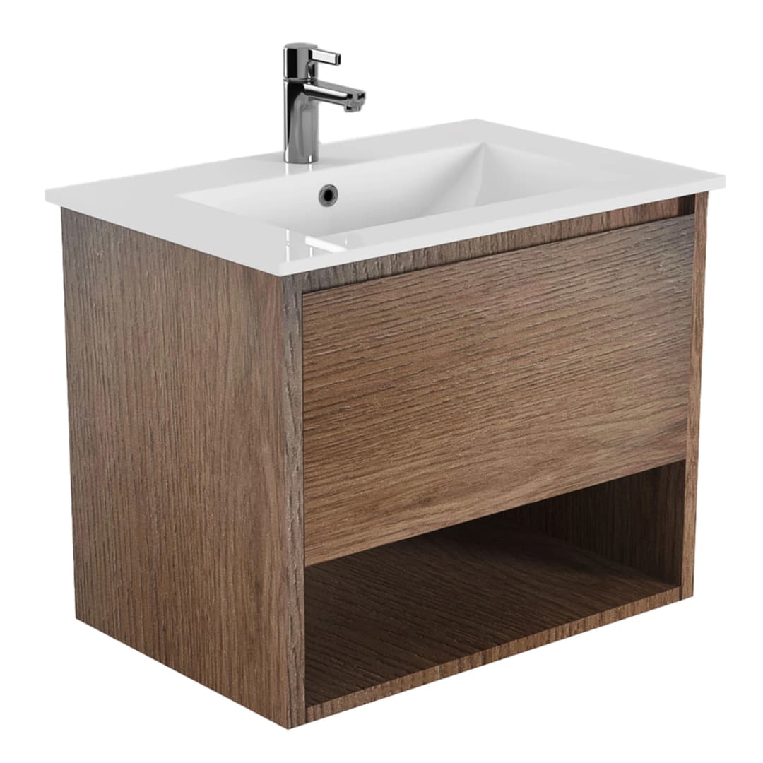 Mueble de Baño Delfos con Lavamanos 1200x450x550 mm 1 Cajón y Repisa Rustic Oak