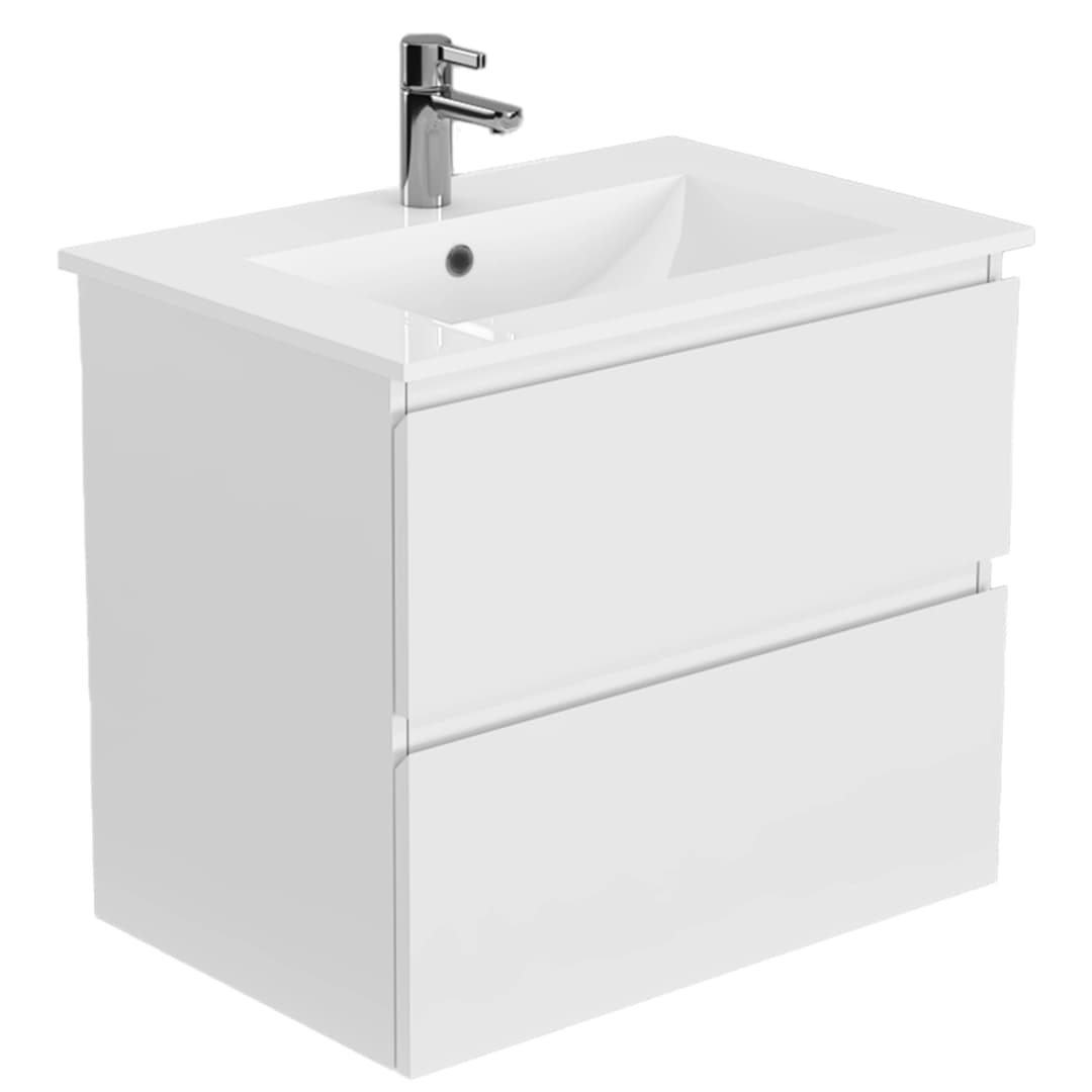 Mueble de Baño Delfos con Lavamanos 600x450x600 mm 2 Cajones White Glossy