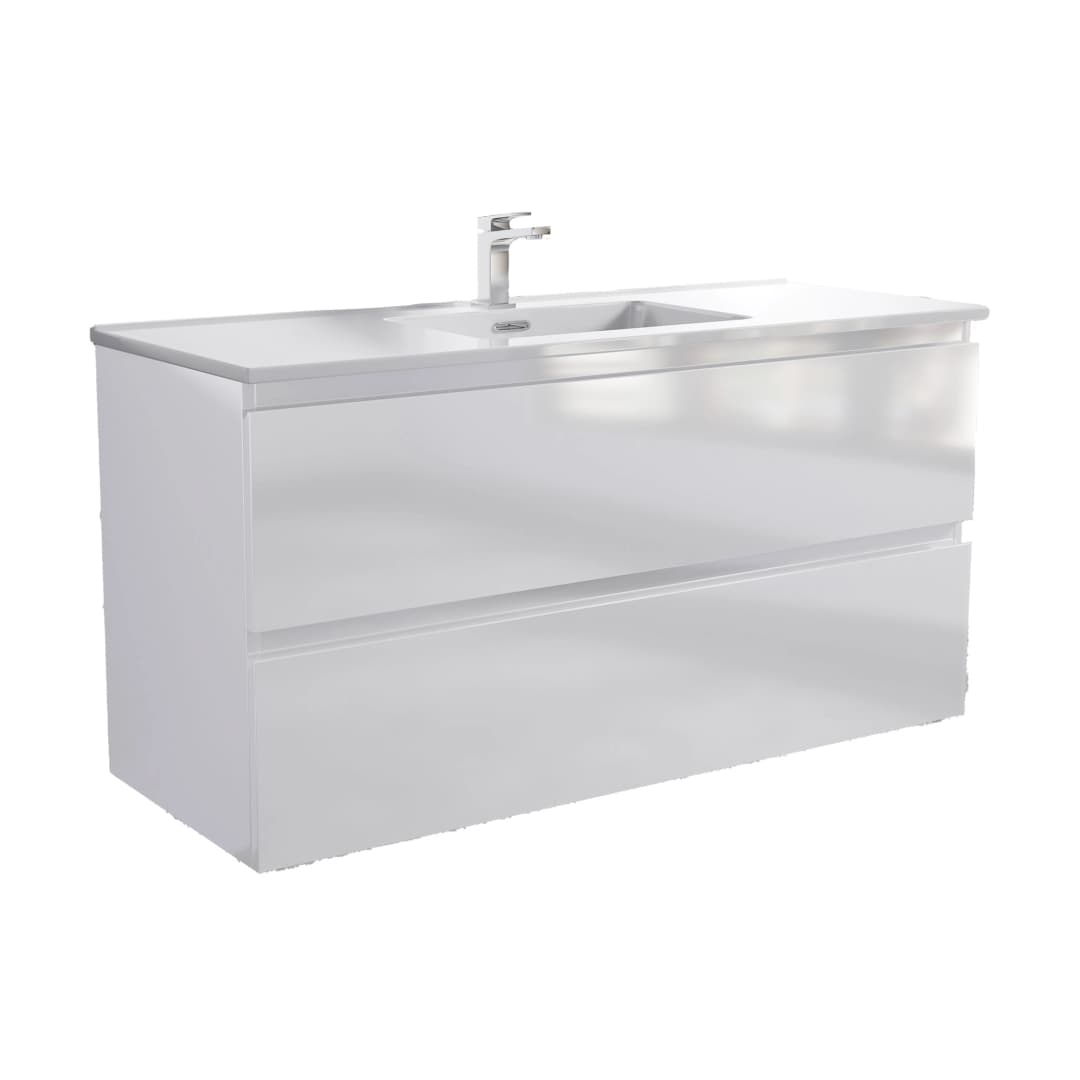 Mueble de Baño Albany con Lavamanos 1200x450x600 mm 2 Cajones White Glossy