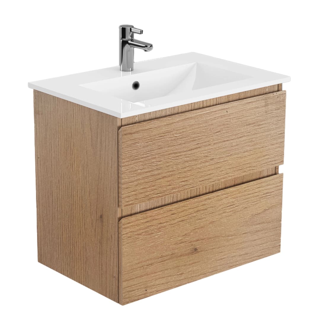 Mueble de Baño Delfos con Lavamanos 1200x450x600 mm 2 Cajones Natural Oak