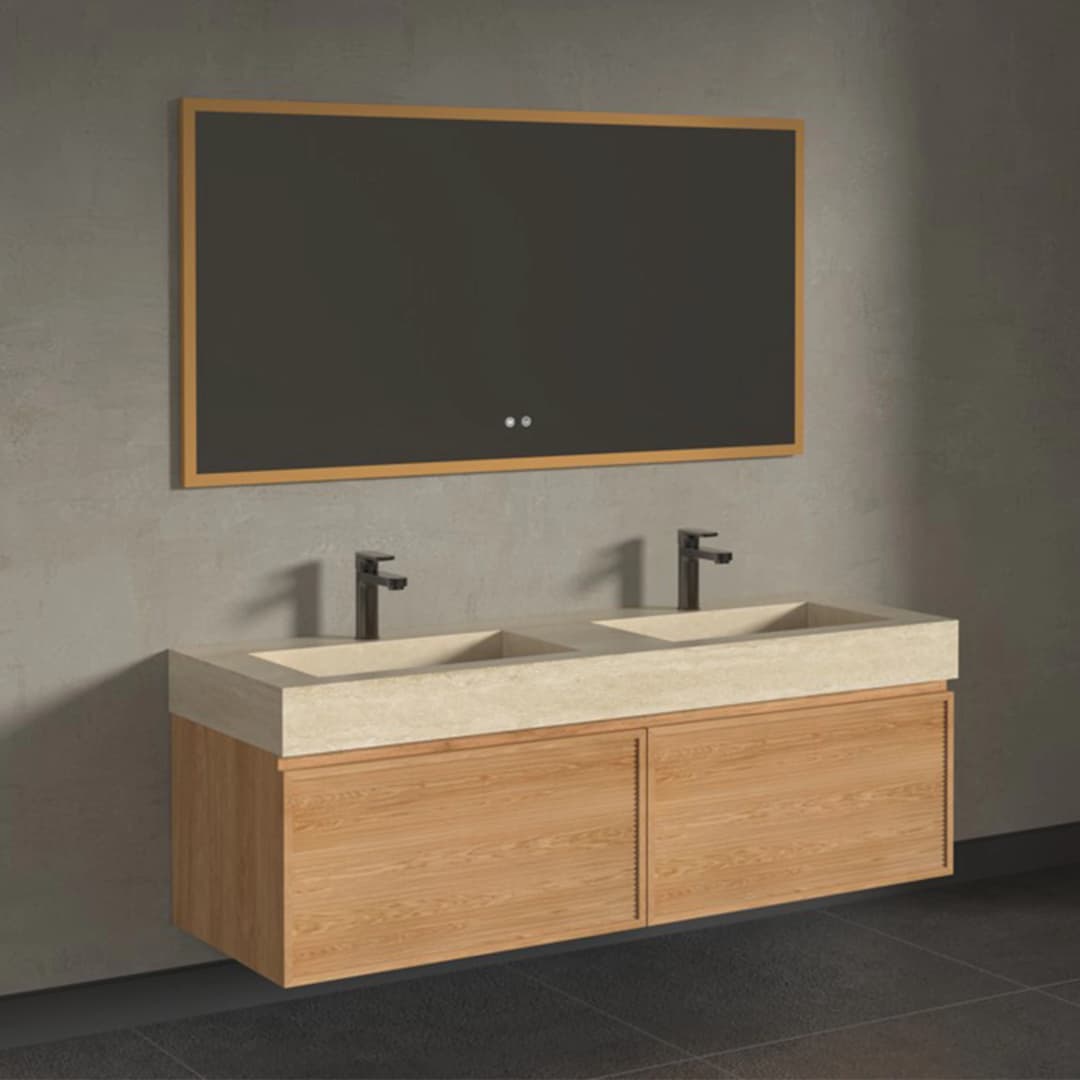 Mueble de Baño Chicago con Lavamanos 518x1500x500 mm Café 2 Cajones