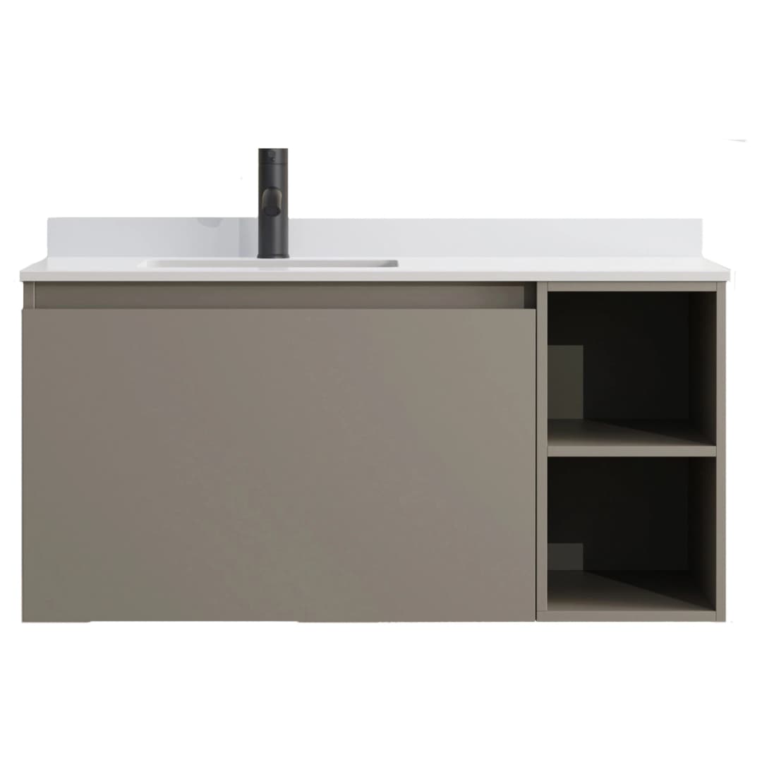 Mueble de Baño Princess con Lavamanos de Porcelanato 1200x470x500 mm 1 Cajón y Repisa Grey Moka