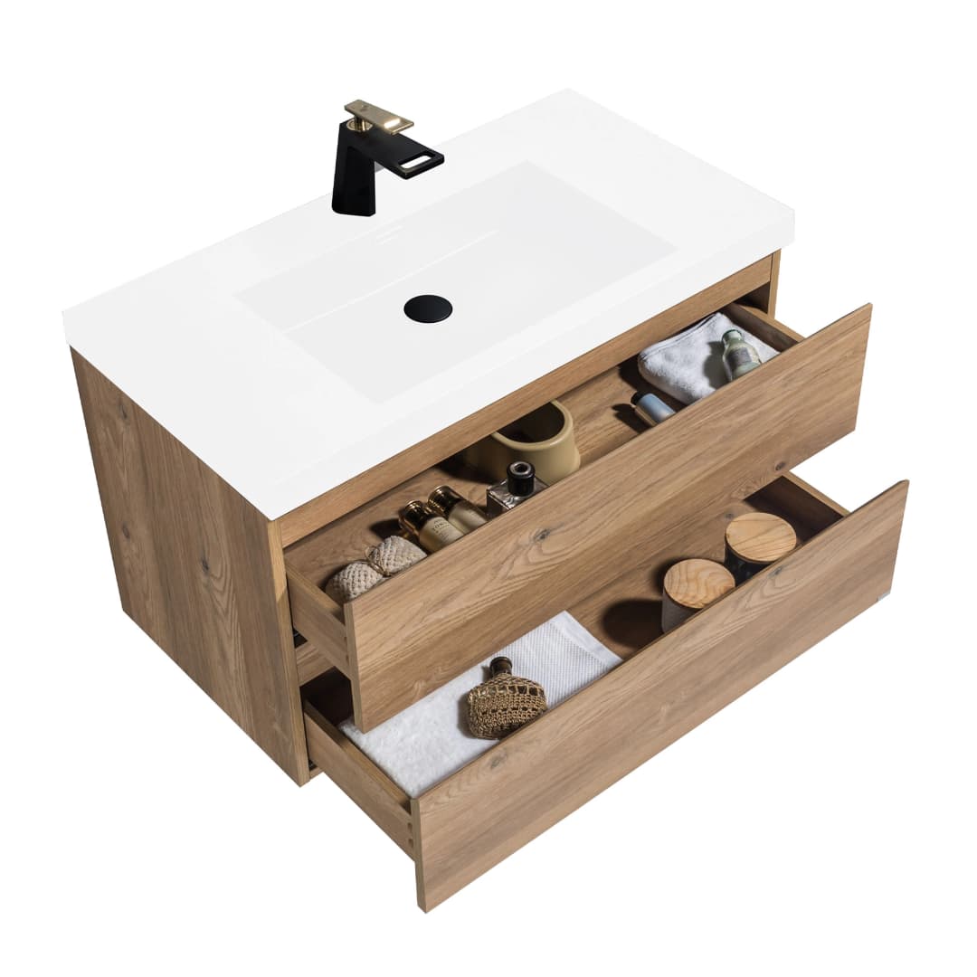 Mueble de Baño City con Lavamanos 90 Cm 2 Cajones Nutwood