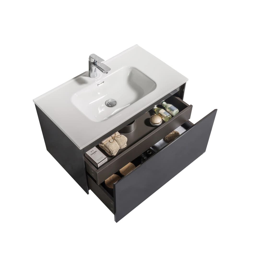 Mueble de Baño Box con Lavamanos 800x455x450 mm Smoke Grey Glossy