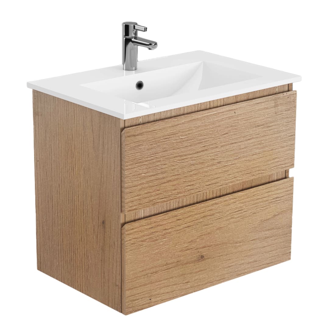 Mueble de Baño Delfos con Lavamanos 800x450x600 mm 2 Cajones Natural Oak