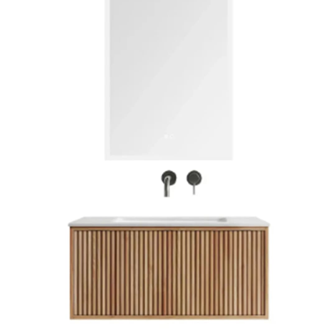 Mueble de Baño Hudson con Lavamanos 800x392x530 mm 1 Cajón Natural Ash