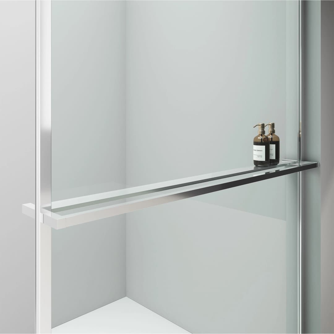 Mampara Ducha Simone Fija Vidrio Templado Brazo Extensor y Barra Cromo 1950x1200 mm