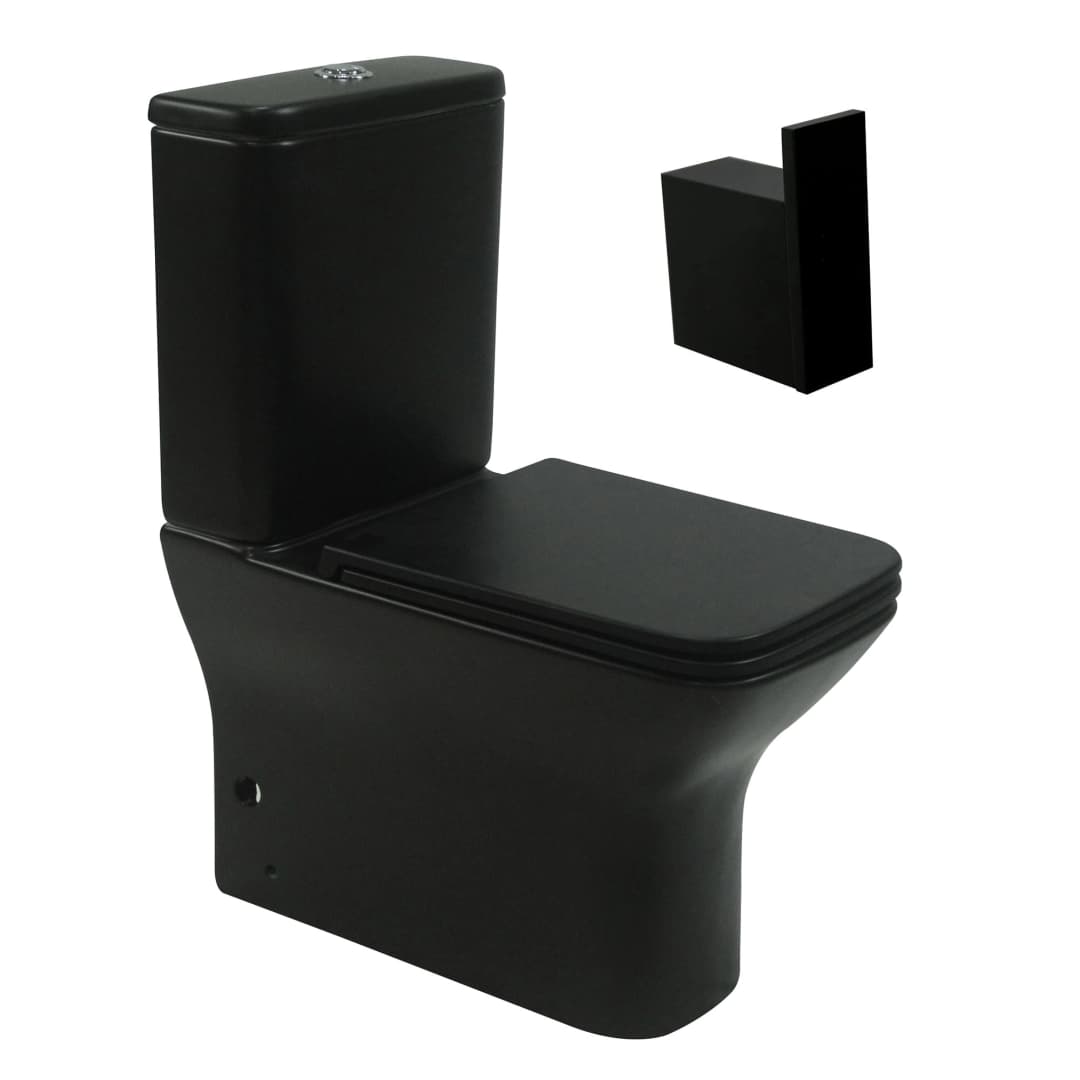 Pack WC Berlín Negro Mater y Percha Kubika Negro Mate
