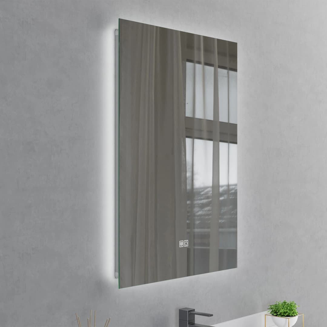 Espejo Mandarin Rectangular Desempañante Retroiluminado Cromado 60x80x4 cm