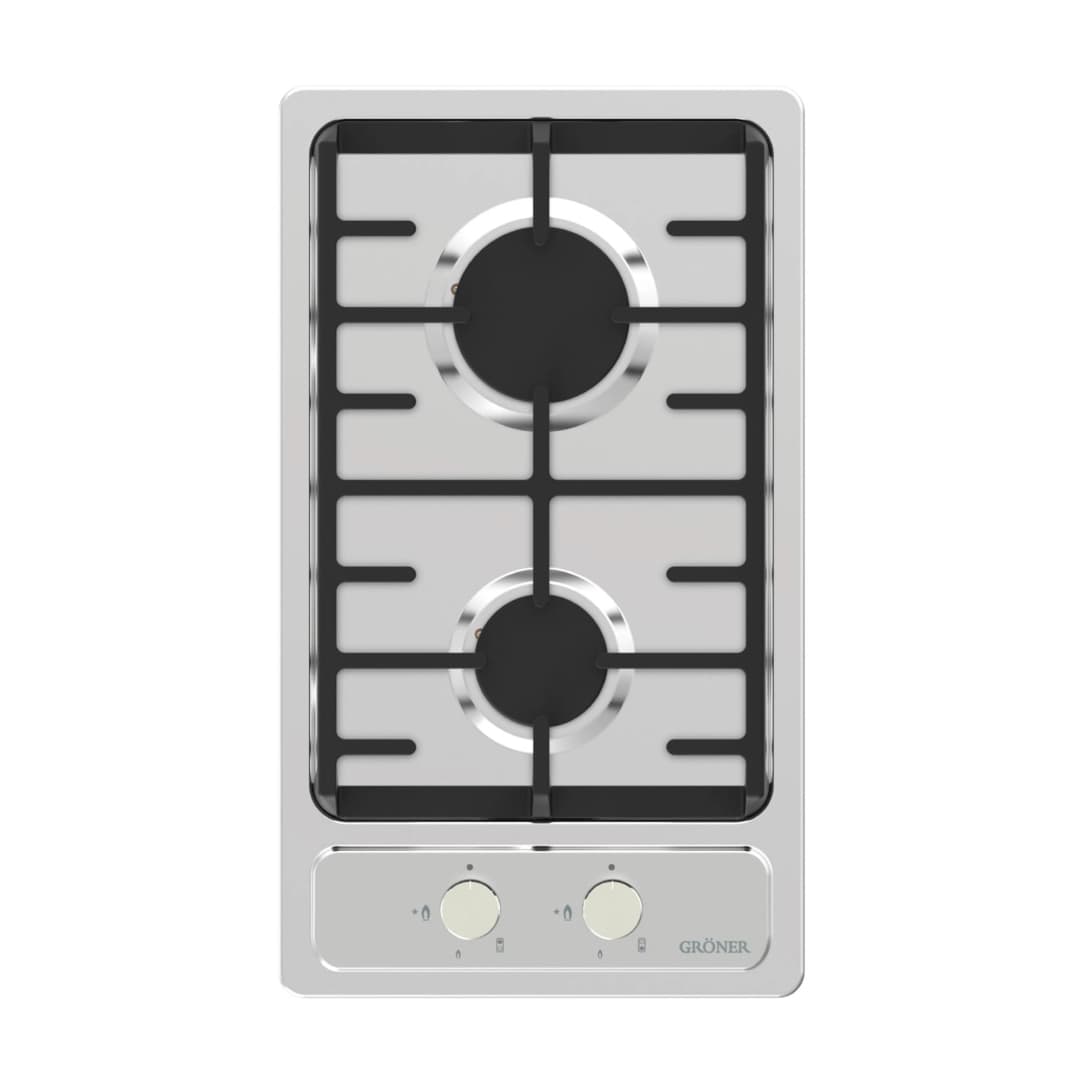 Encimera A Gas 2 Quemadores Inoxidable QEG2 30x50 cm