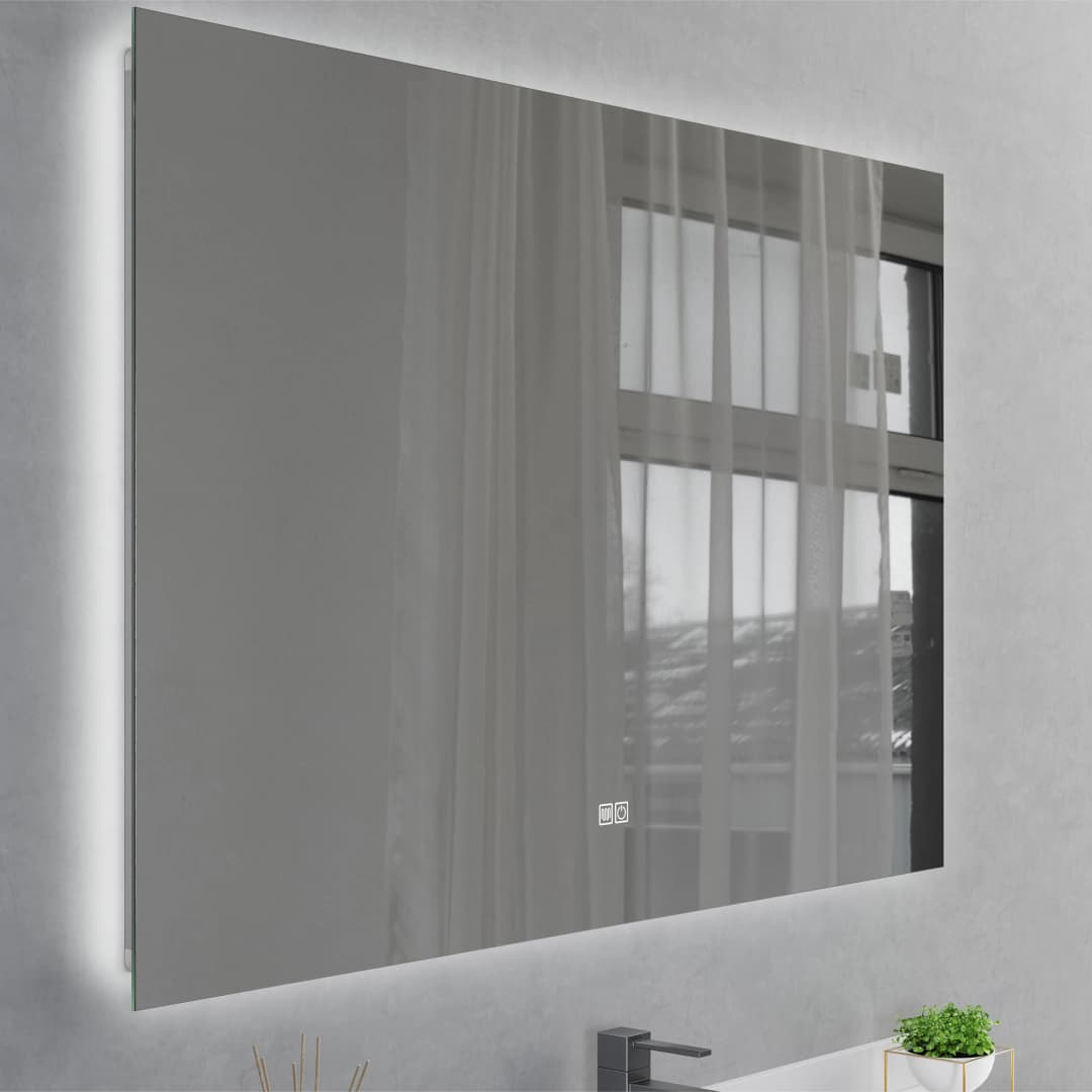 Espejo Mandarin Rectangular Desempañante Retroiluminado Cromado 120x80x4 cm