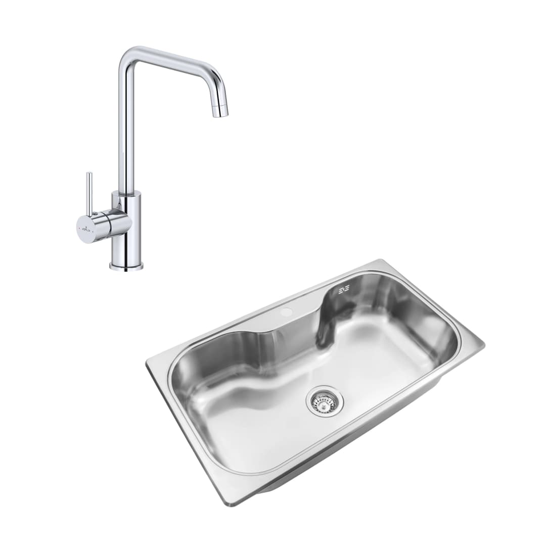 Pack Lavaplatos Simple Luxor SI85A con Griferia Cocina Level Cromo