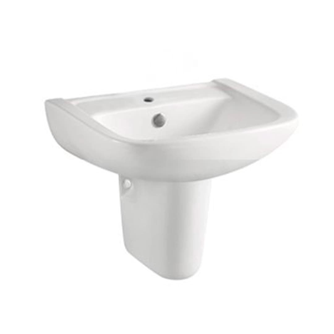 Lavamanos Olimpia con Rebalse Semi Pedestal Rectangular Blanco