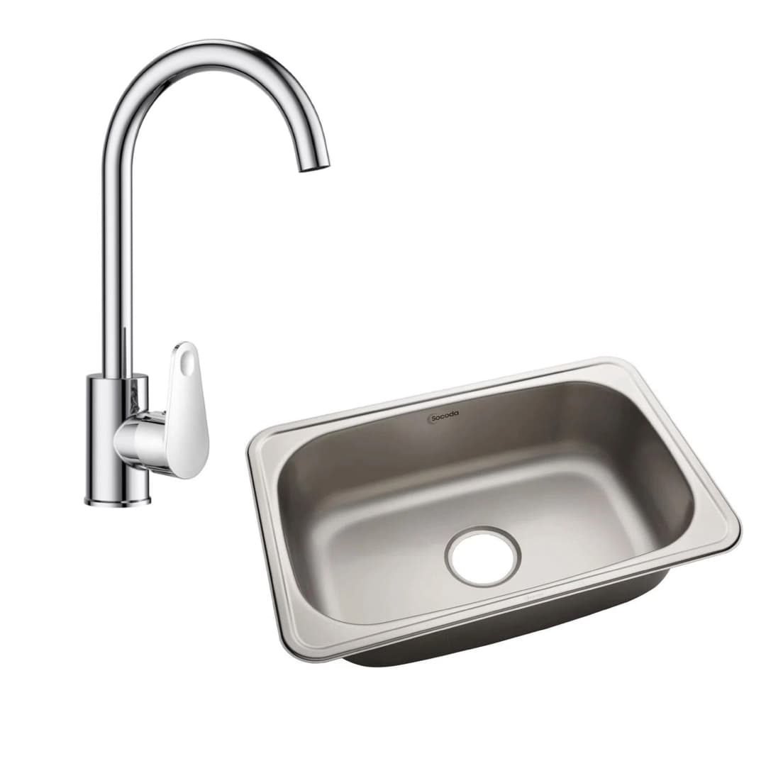 Lavaplatos Socoda 1 Cub 600X400 + Grifería Vita