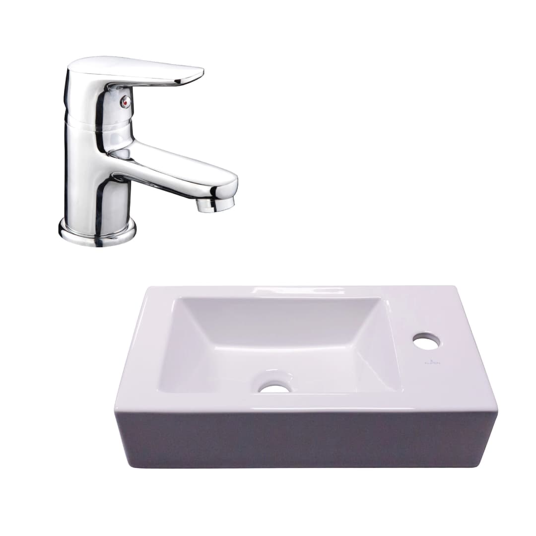 Lavamanos Sobreponer Blanco Amantia + Grifería Concept