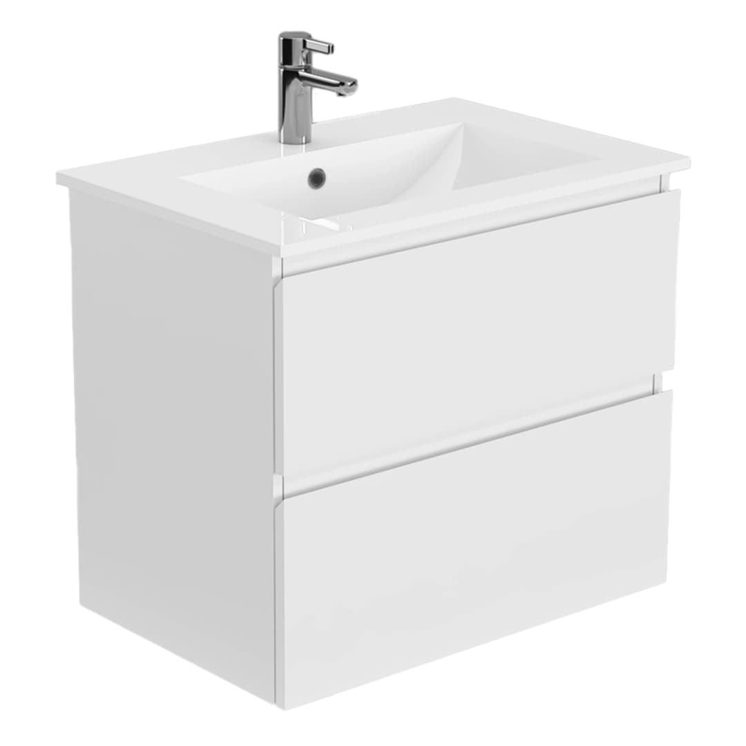 Mueble de Baño Delfos con Lavamanos 500x450x600 mm 2 Cajones White Glossy