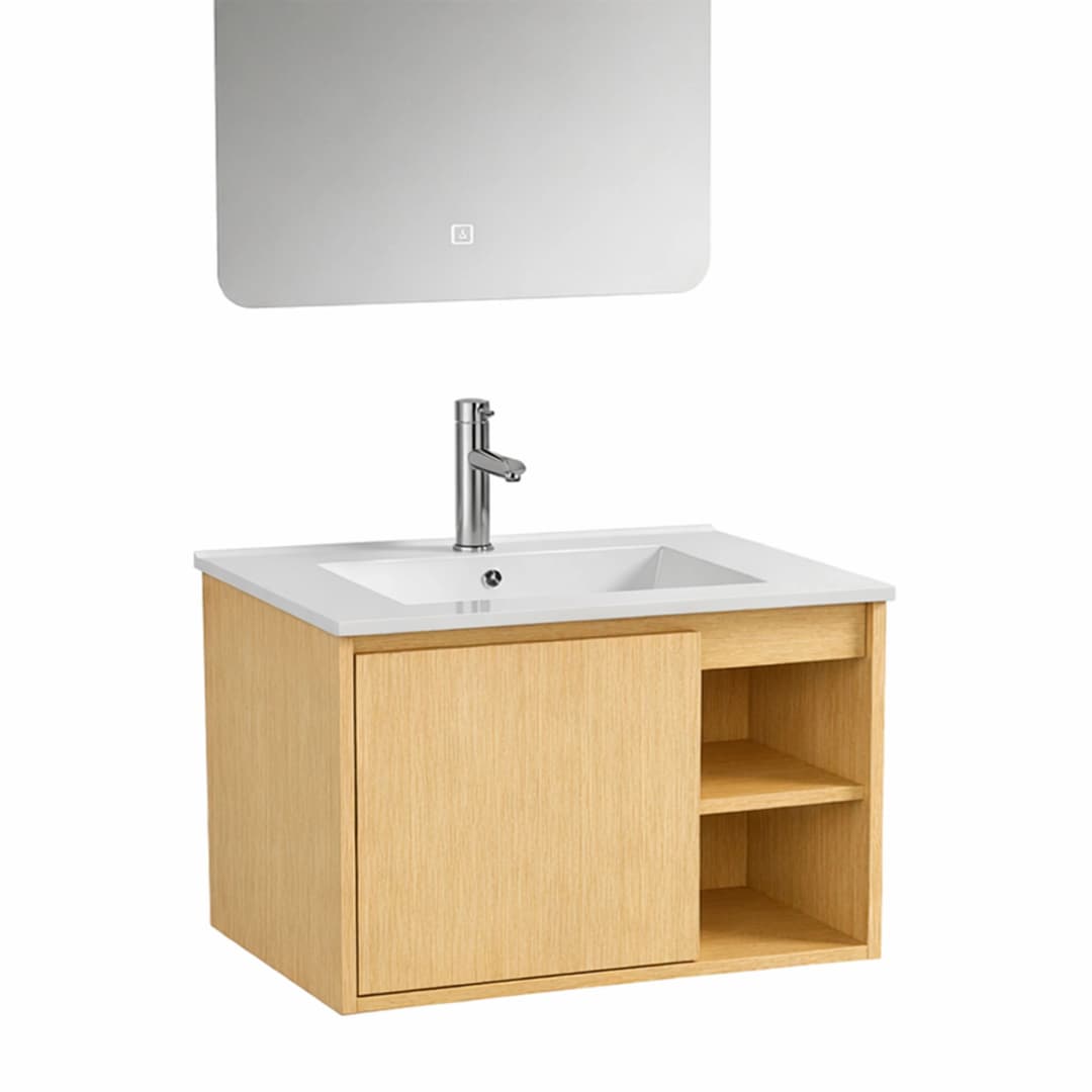 Mueble de Baño Nepal con Lavamanos 600x470x500 mm 1 Puerta y Repisa Light Oak