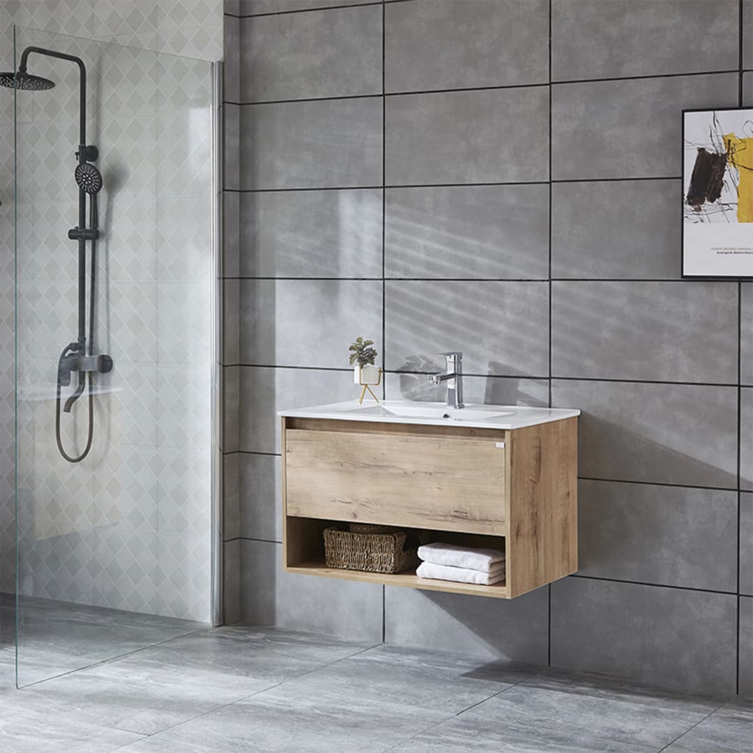 Mueble de Baño Queen con Lavamanos 900 mm 1 Cajón y Repisa Caramel