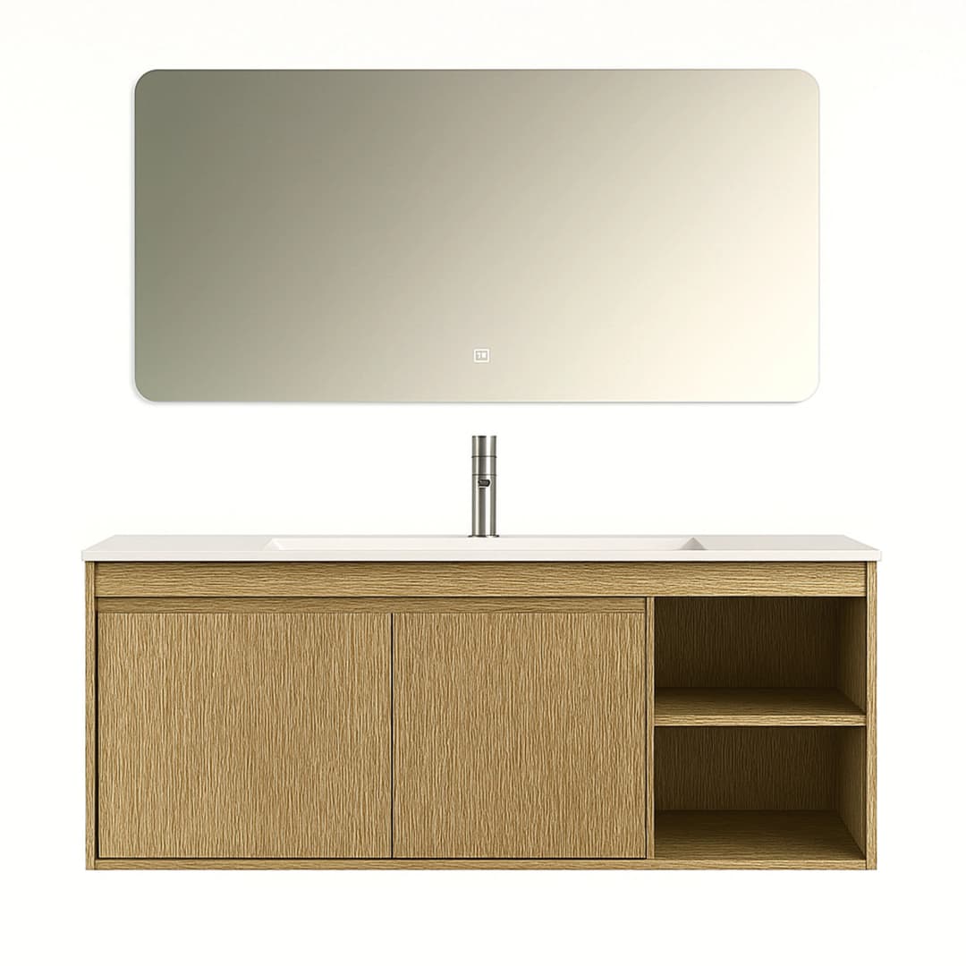 Mueble de Baño Nepal con Lavamanos 1200x470x500 mm 2 Puertas y Repisa Brown Wood