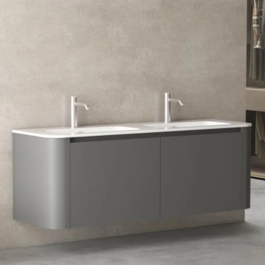 Mueble de Baño Manhattan con Lavamanos 465x1500x520 mm Gris 4 Cajones