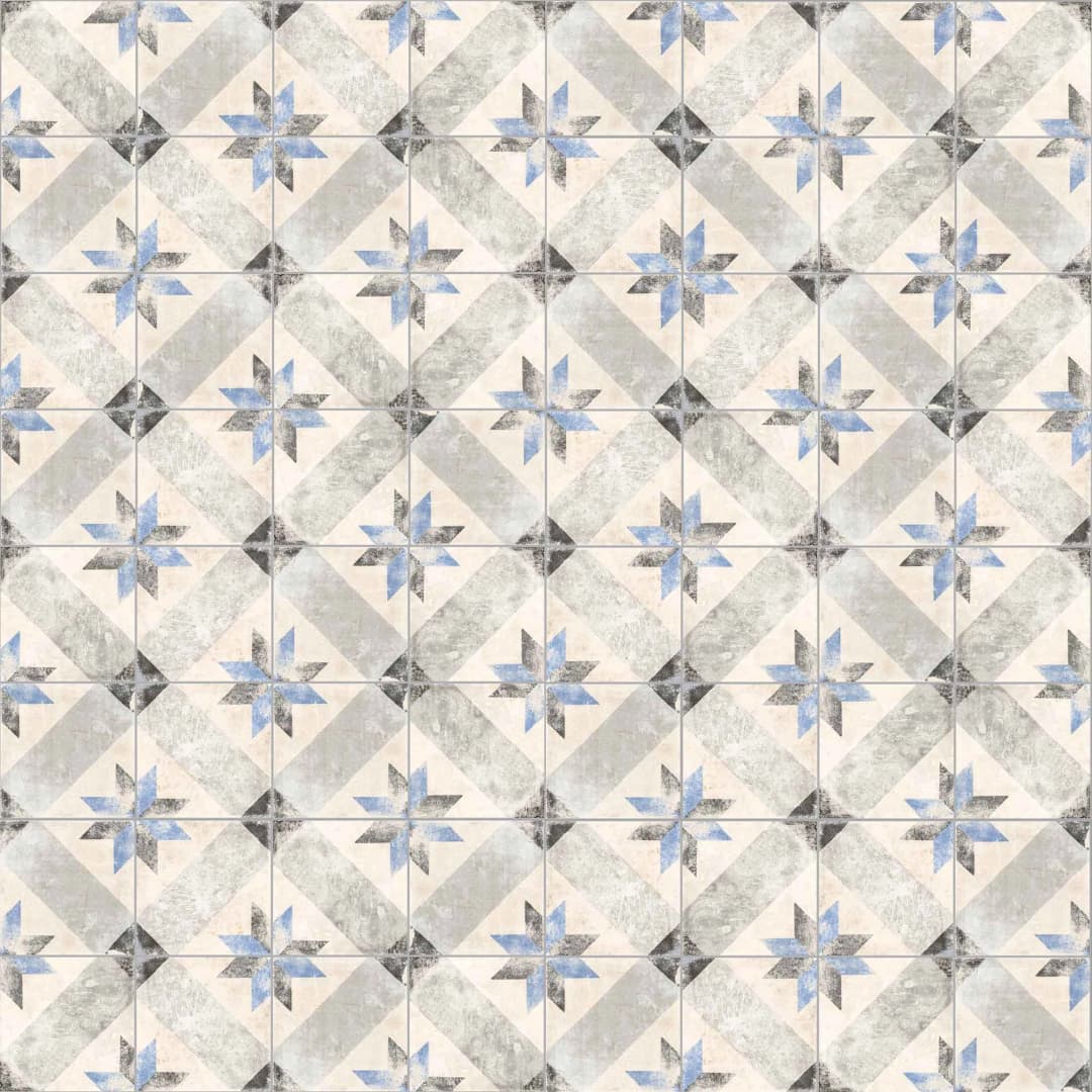Porcelanato Pompei Star Blue Beige Mate 25x25 cm