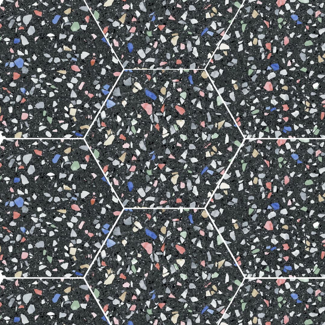 Porcelanato Venice Negro Mate Hexagonal 22x25 cm