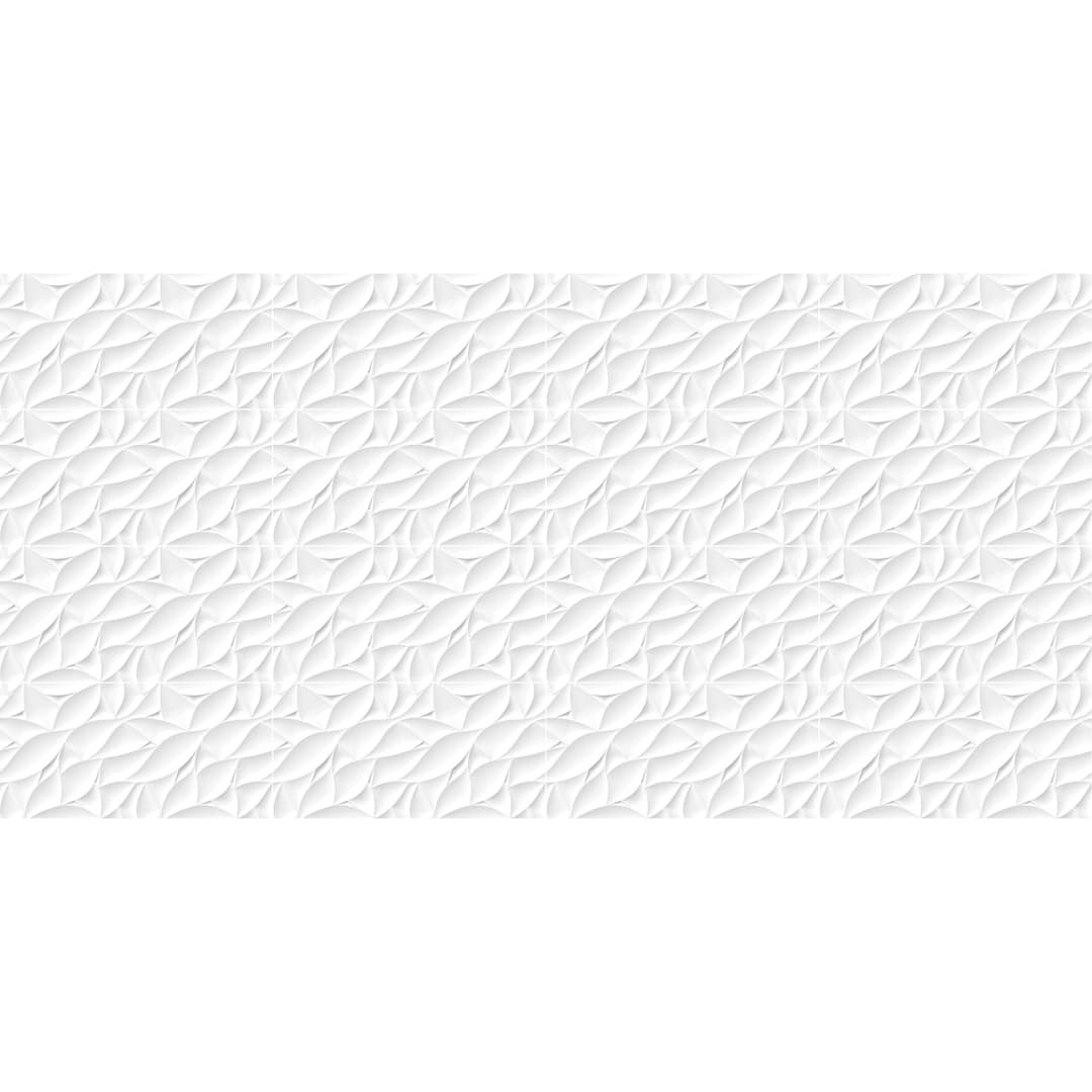 Cerámica Muro Ice Deco Leaf Blanco Brillante 30x60 cm