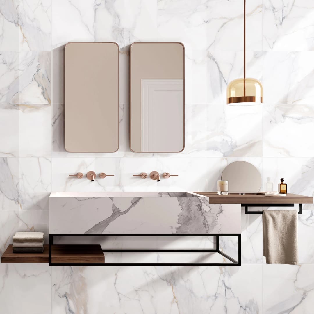 Porcelanato Prestige Blanco y Dorado Mate 60x60 cm