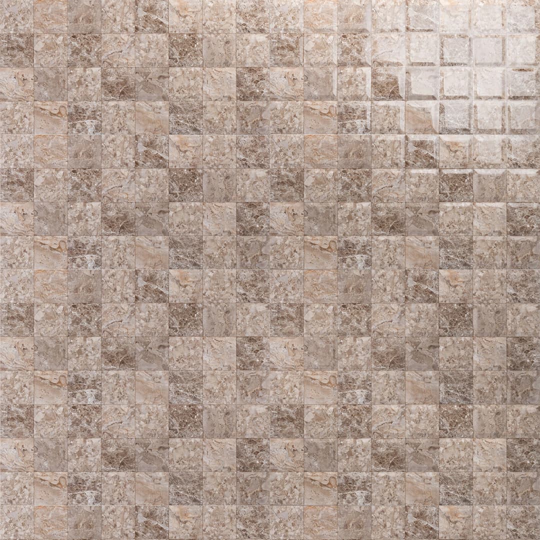 Cerámica Muro Glaciar Block Beige/Gris/Cafe Brillante 30x60 cm
