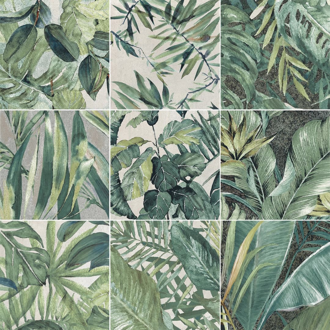 Porcelanato Floral Eucalyptus Mate 15x15 cm