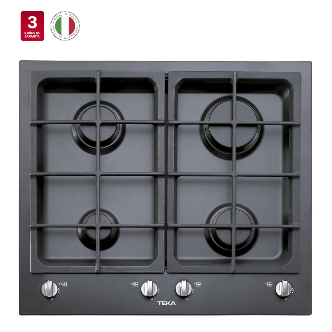 Encimera Gas 4q Empotrada Negra 60 cm