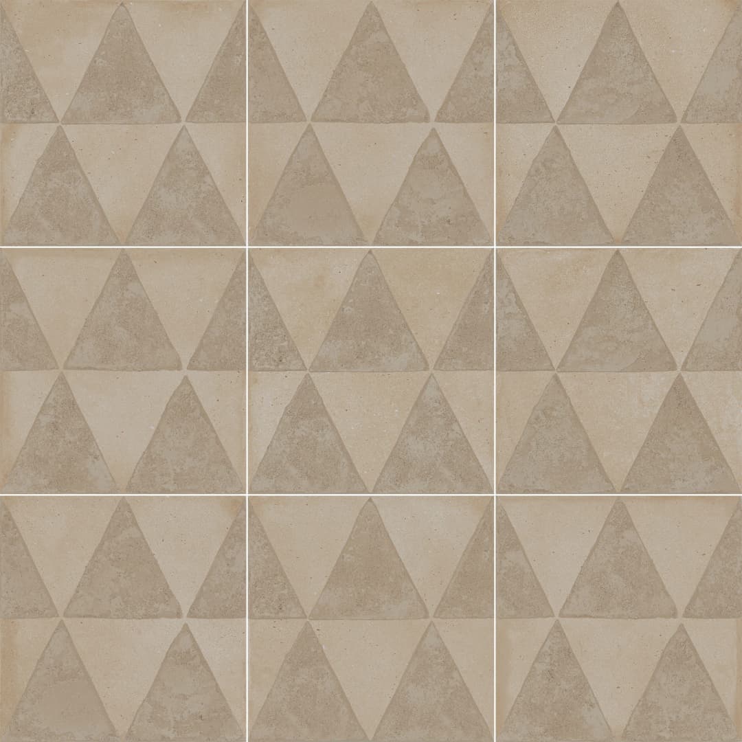 Porcelanato Artcraft Decoro Triangulo Beige/Gris Mate 20x20 cm
