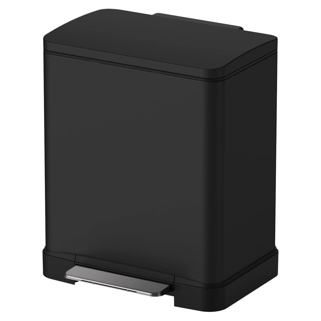 Basurero Rectangular con Pedal Titan Negro Mate 12 L