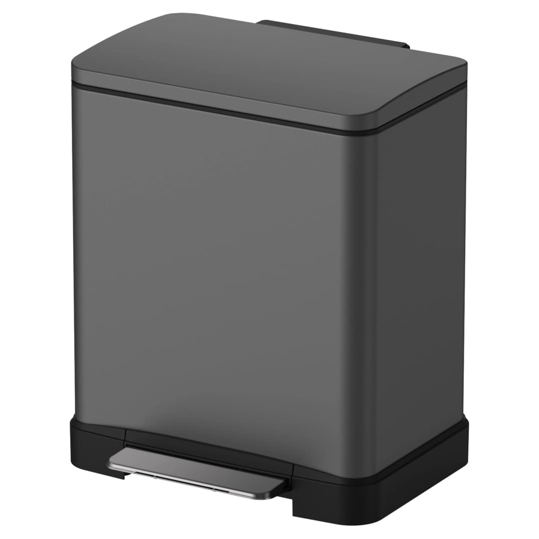 Basurero Rectangular con Pedal Titan Gun Grey 12 L