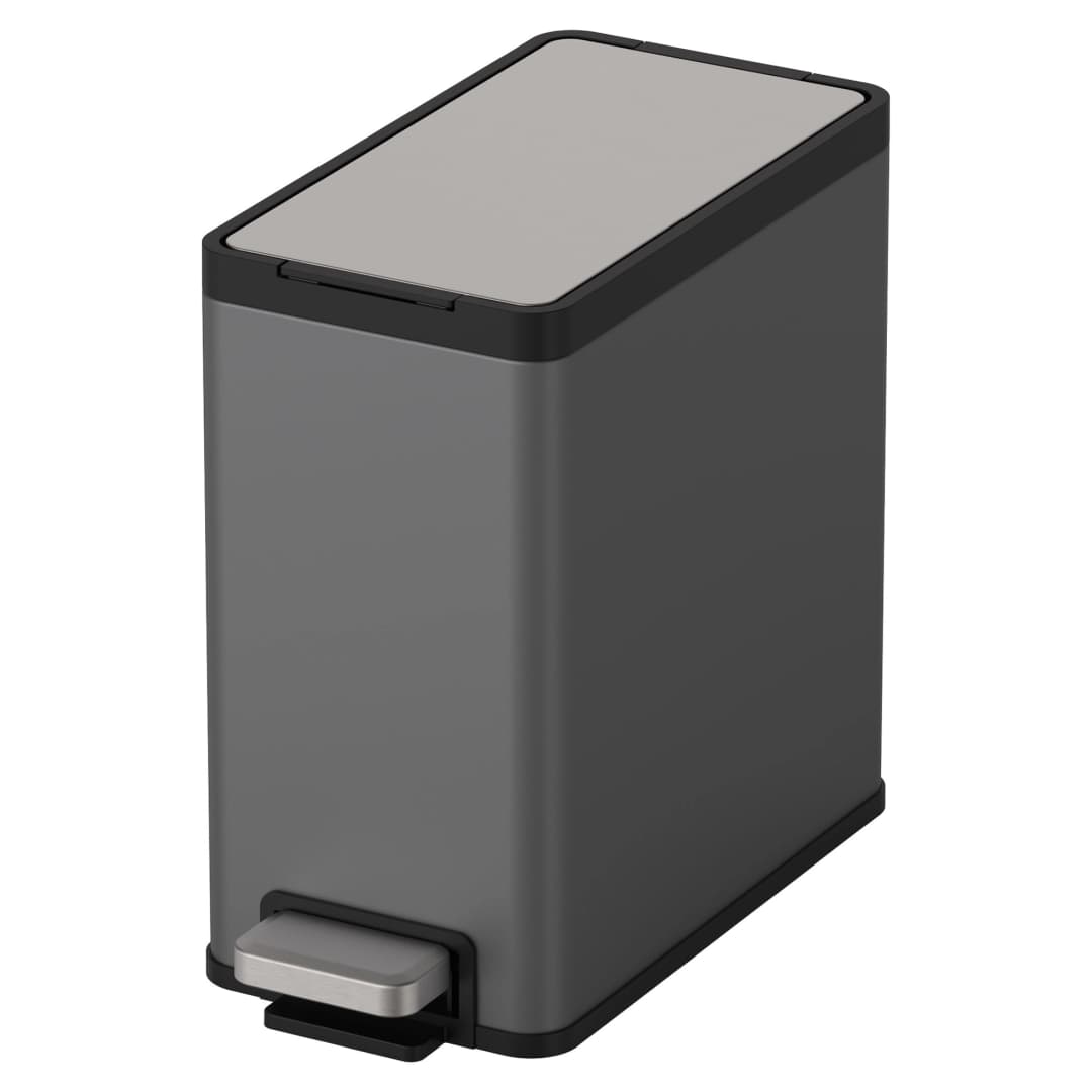 Basurero Rectangular con Pedal Titan Gun Grey 10 L