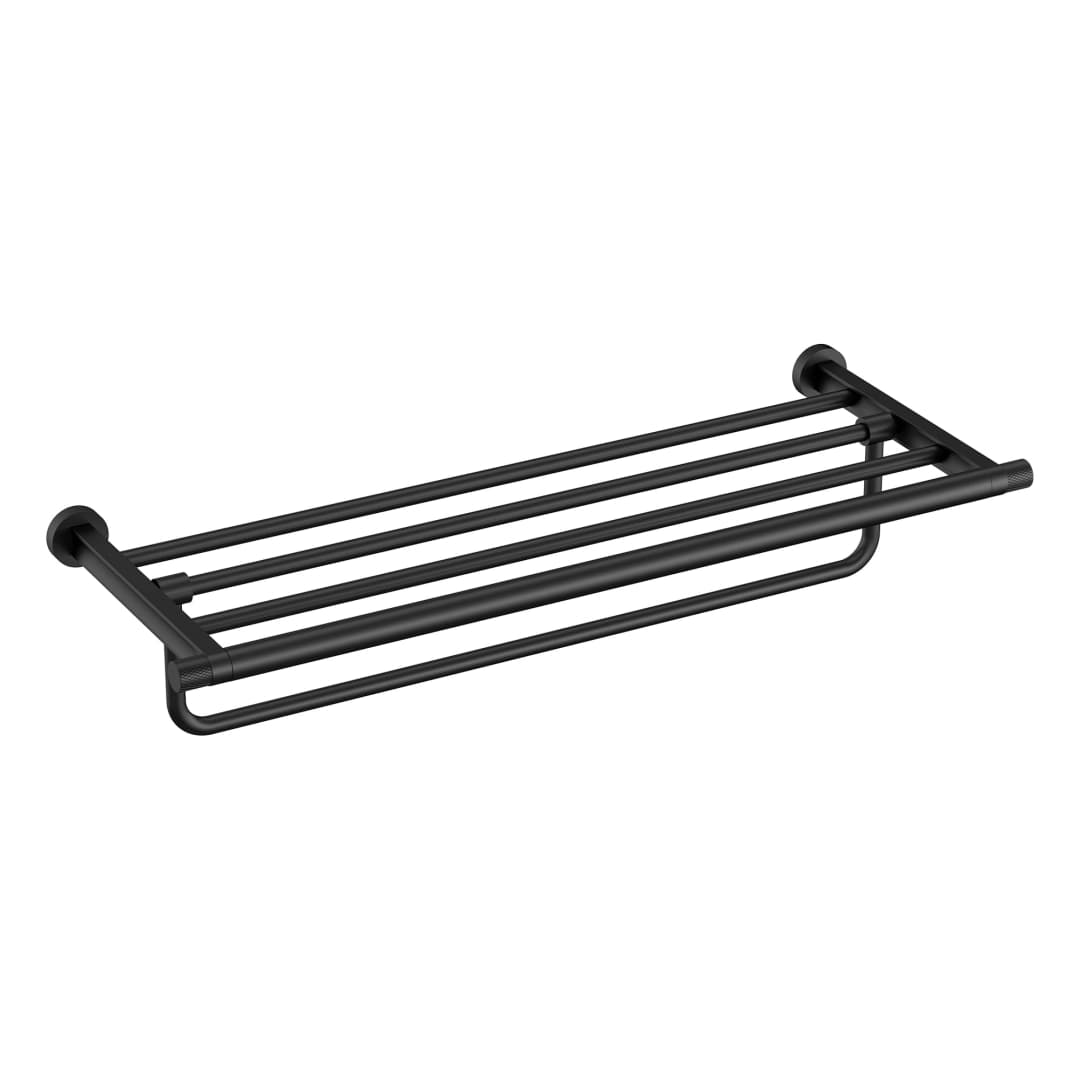 Toallero Barra Crown 60 cm Con Repisa Negro Mate