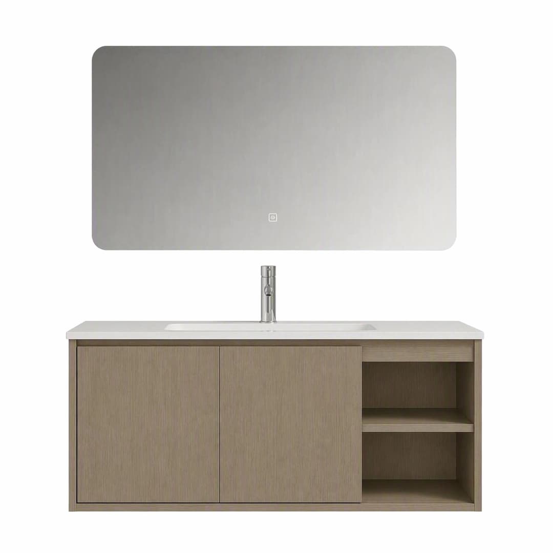 Mueble de Baño Nepal 2 Puertas y Repisa Lateral Abedul con Lavamanos 810x465x500 mm