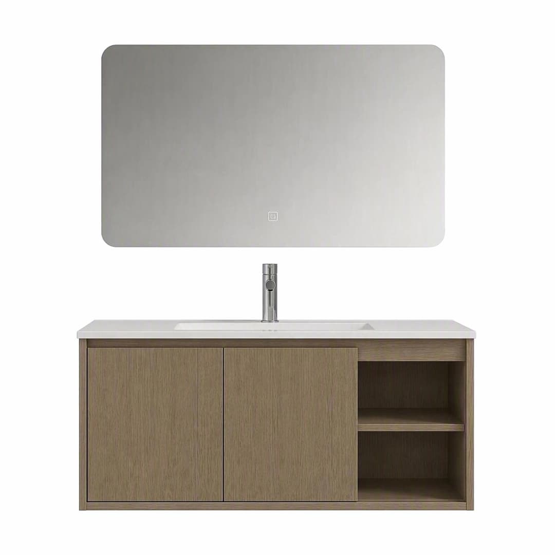 Mueble de Baño Nepal 2 Puertas y Repisa Lateral Abedul con Lavamanos 710x465x500 mm