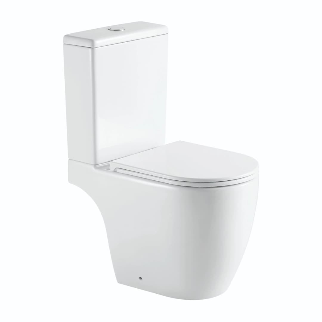 Wc Two Piece Ares Descarga Muro 180 mm Rimless Blanco
